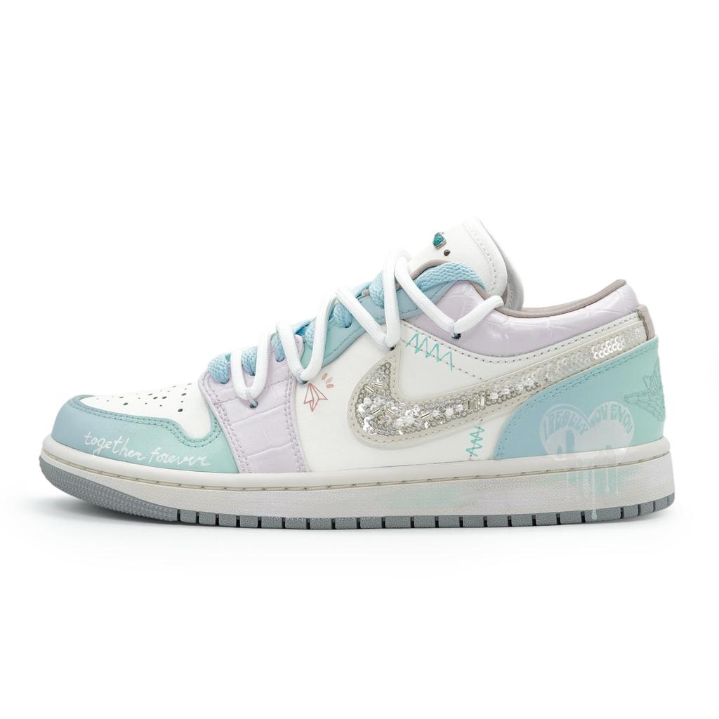 Jordan Pantofi de baschet vintage Air Jordan 1 Unisex cu gleznă joasă Mov/Alb/Albastru IH7323-100(Echipa1189-)