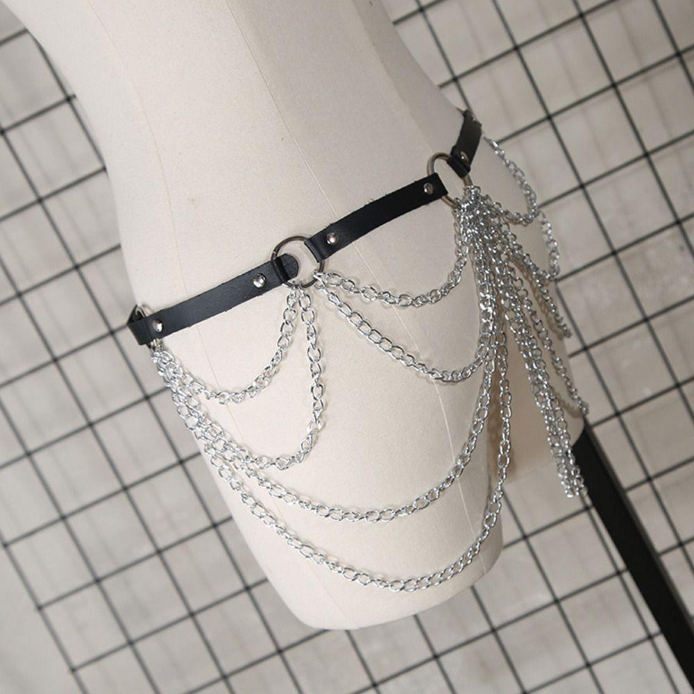 Multilayered Trendy Waist Band Slimming Cummerbands Tassel Pendant Waistband Metal Chain Belt