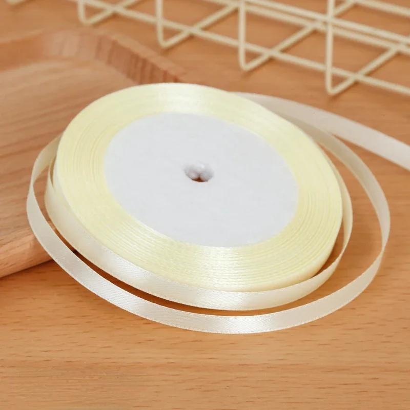 6mm Satin Ribbon DIY Artificial Silk Material Christmas Halloween Wedding Birthday Party DecorationHandmade Bows Gift Wrapping