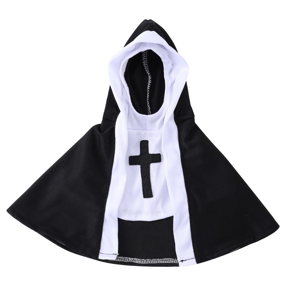 Halloween Cats Nun Costume Jesus Cross Print Kitty Clothes for Small Dogs Funny Cute Dress Up Party Pet Overalls Cat Accessories