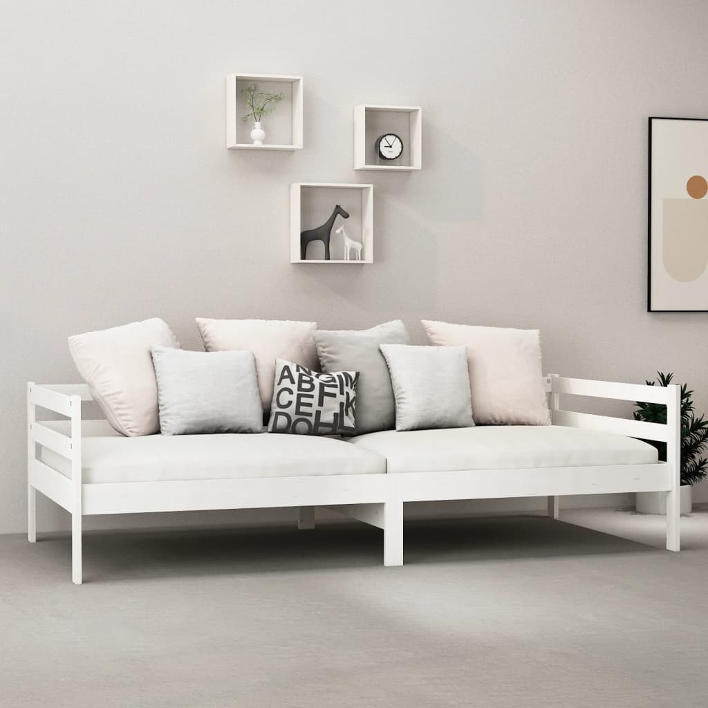 Vidaxl Daybed, White, Solid Pine Wood, 90X200 Cm