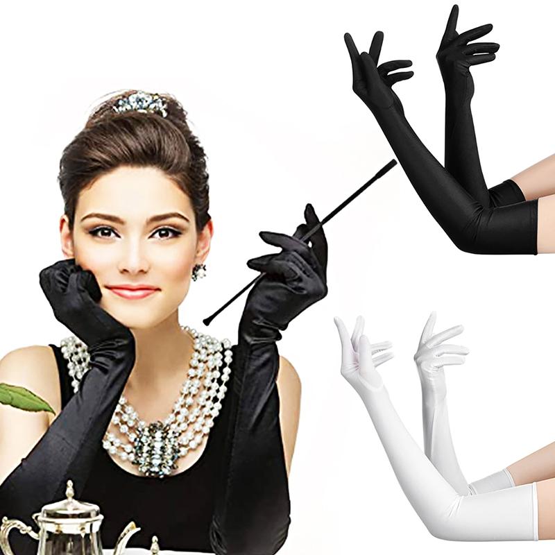 

1 пара женских перчаток с откидным чехлом для танцев, свадеб, выступлений, велоспорта, с длинными пальцами, перчатки для оперы красный