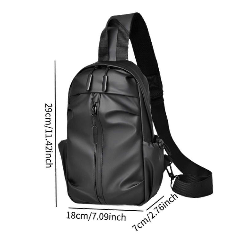 Men's Chest Bag Multifunctional Fashion Waterproof Travel Bag Hiking Daypack Black