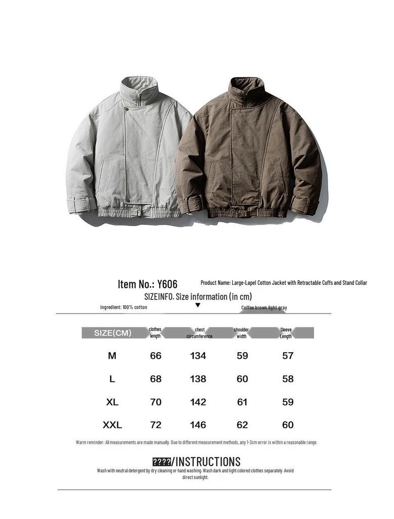 CROWD CITY American Retro Stand Collar Winter Cotton Workwear Flight Jacket for Men Y606.