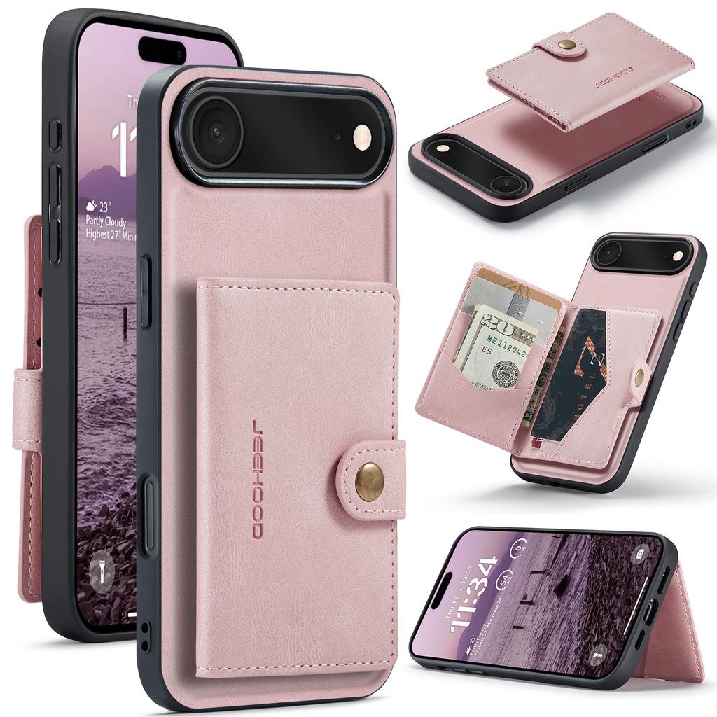 For iPhone Air Case JEEHOOD J01 Retro Leather + TPU Phone Cover Detachable Magnetic Card Holder