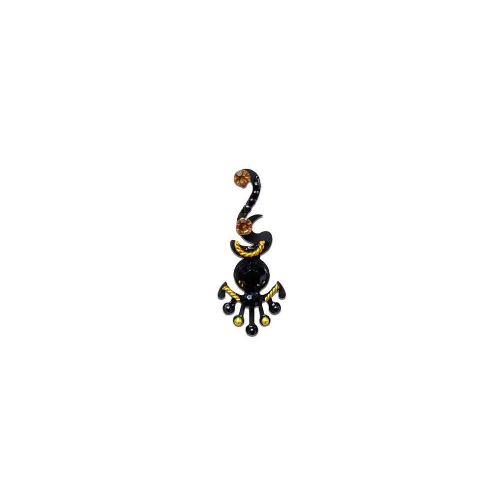 Comet Busters Long Black Bindis With Golden Stone (BV1170)
