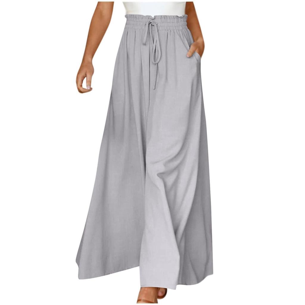 2026 European and American Cross-border Summer New Women's Clothing Wide-leg Trousers Elastic Belt Wide-leg High-waisted Long Culottes Women