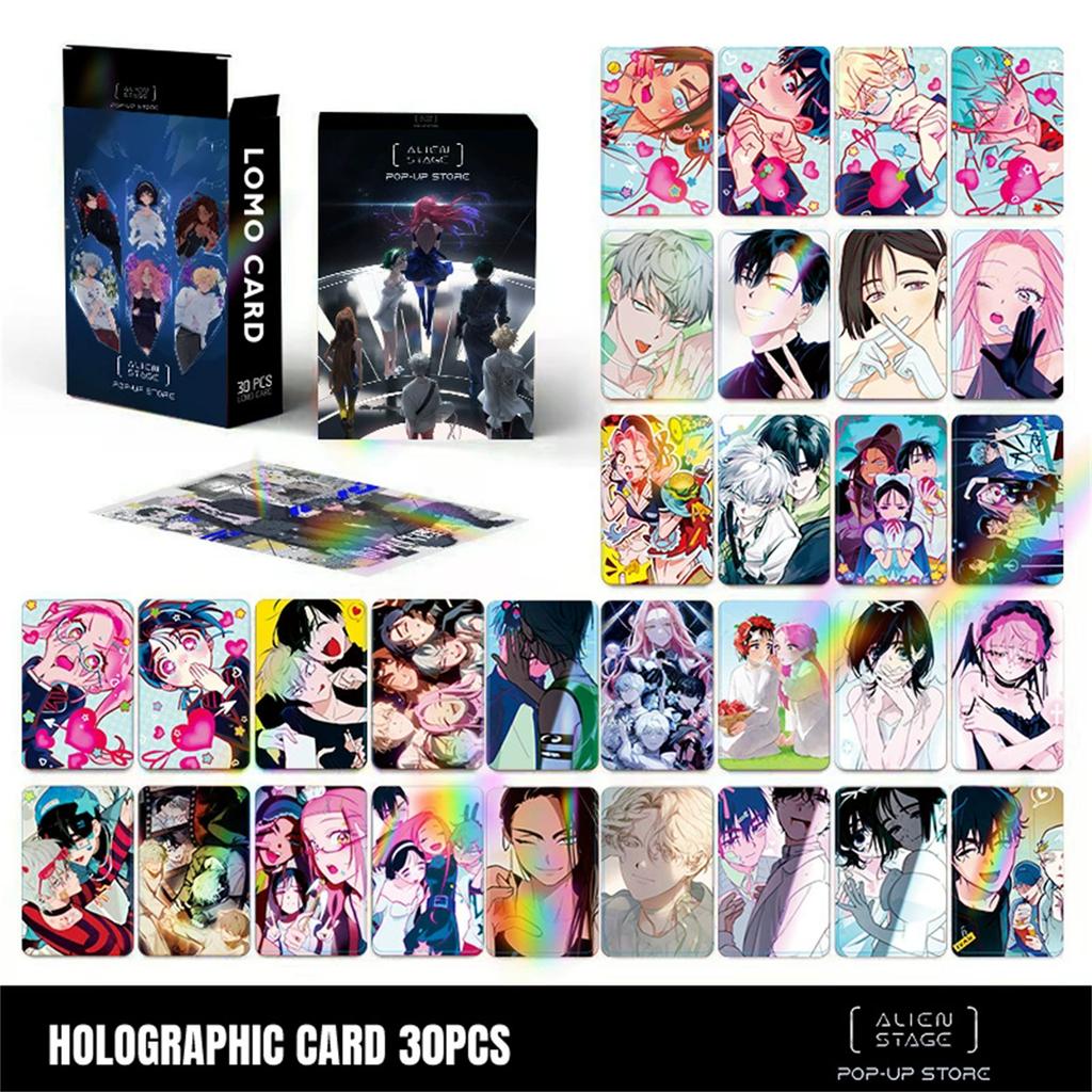 Set of 30 Holographic LOMO Cards Anime Style Collectible Cards with Unique Irregular Shapes for Decoration and Collection