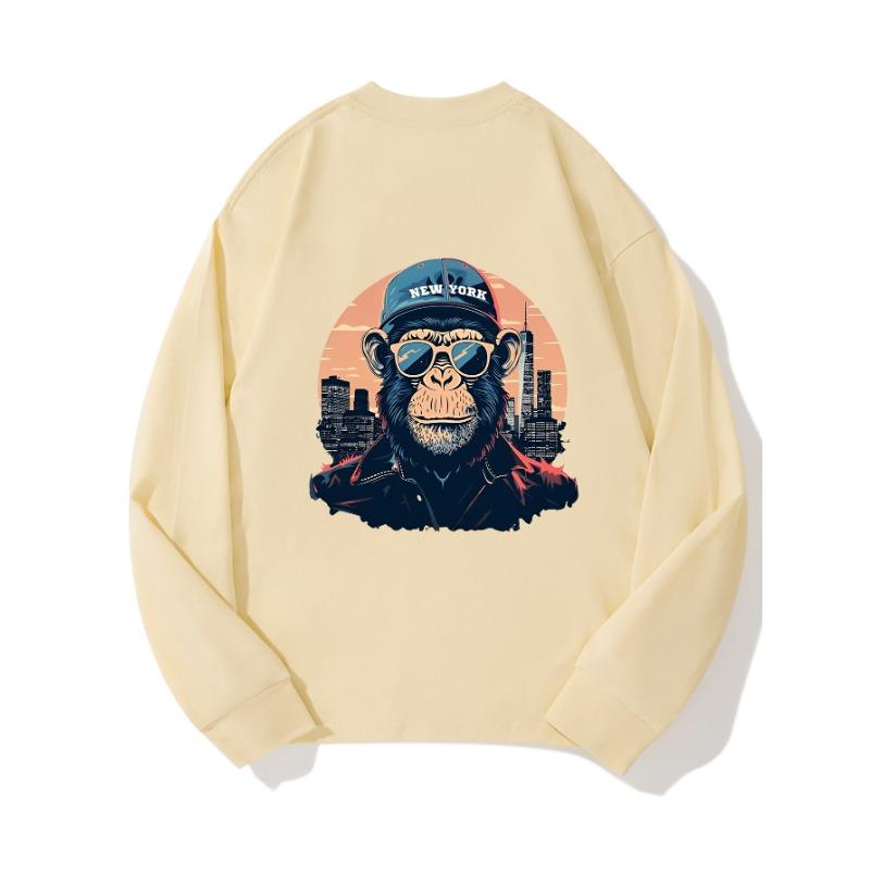 

Gorilla Autumn Clothing Длинные рукава из чистого хлопка, новый мужской и женский топ, весенний внутренний слой, базовая рубашка, футболка с круглым вырезом и длинными рукавами XXL бежевый