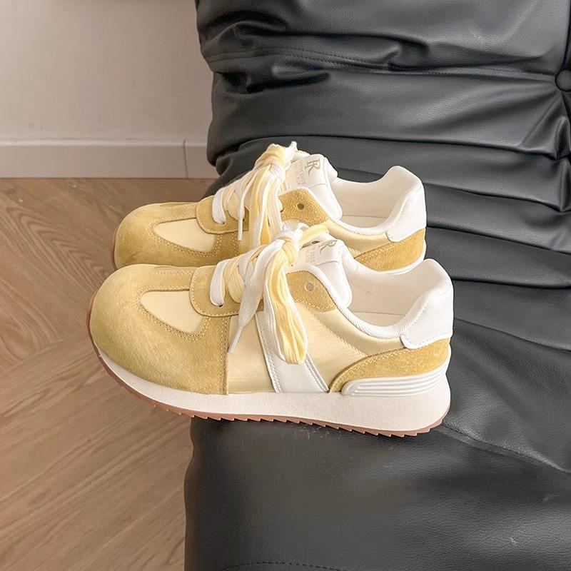 

2025 new spring and autumn German training sports running casual platform lightweight round head dad shoes ins trendy Forrest Gump shoes 40 жёлтый