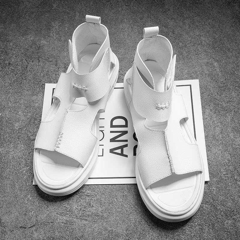 Fashion Simple Design Men's Sandals Solid Color PU Leather Men's Summer Casual Comfortable Open Toe Shoes Soft Beach Shoes Men's Sandal