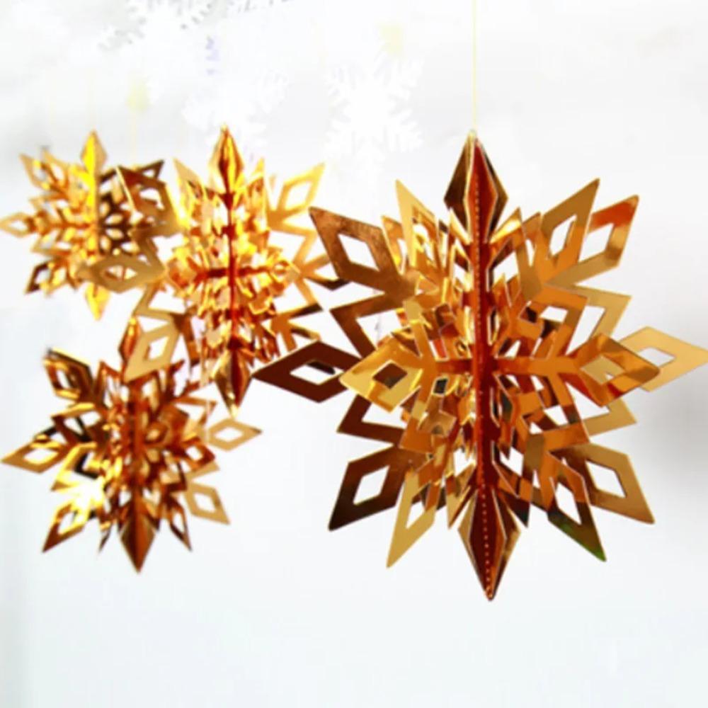 6Pcs/Set Hollow Christmas 3D Paper Snowflake Pendant Three-dimensional Christmas Decorations  Gifts
