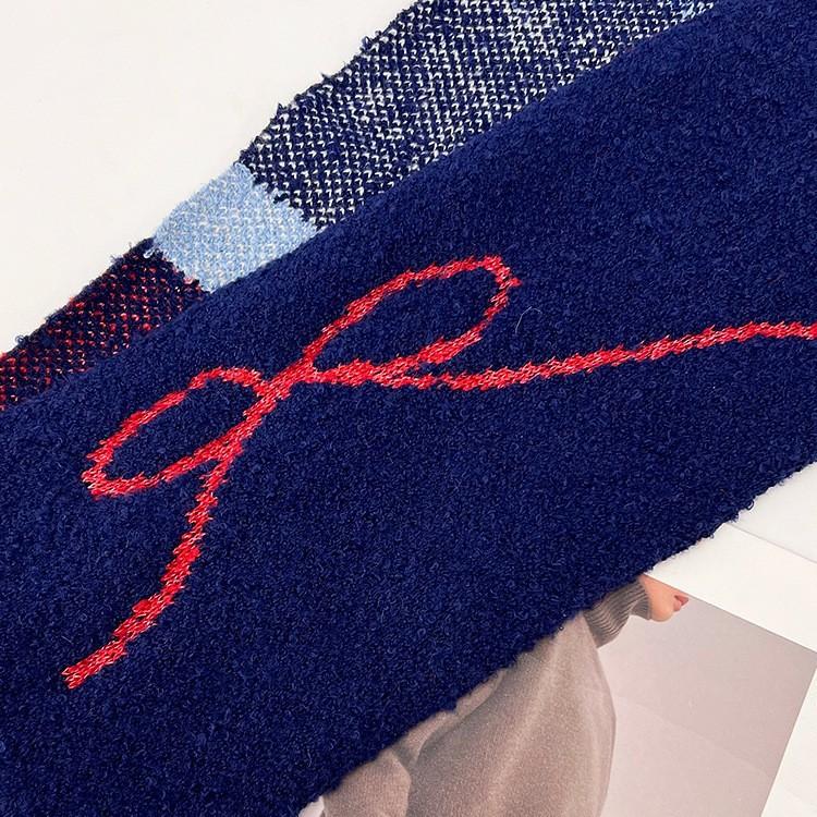New Japanese Style Cute Puppy Navy Blue Knitted Scarf for Women To Keep Warm in Winter and Versatile for Student Couples Woolen Scarf