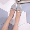 Pointed flat-soled single shoes women's pearl Korean version versatile shallow mouth set feet low-heeled grandma shoes women's 2025 spring and summer
