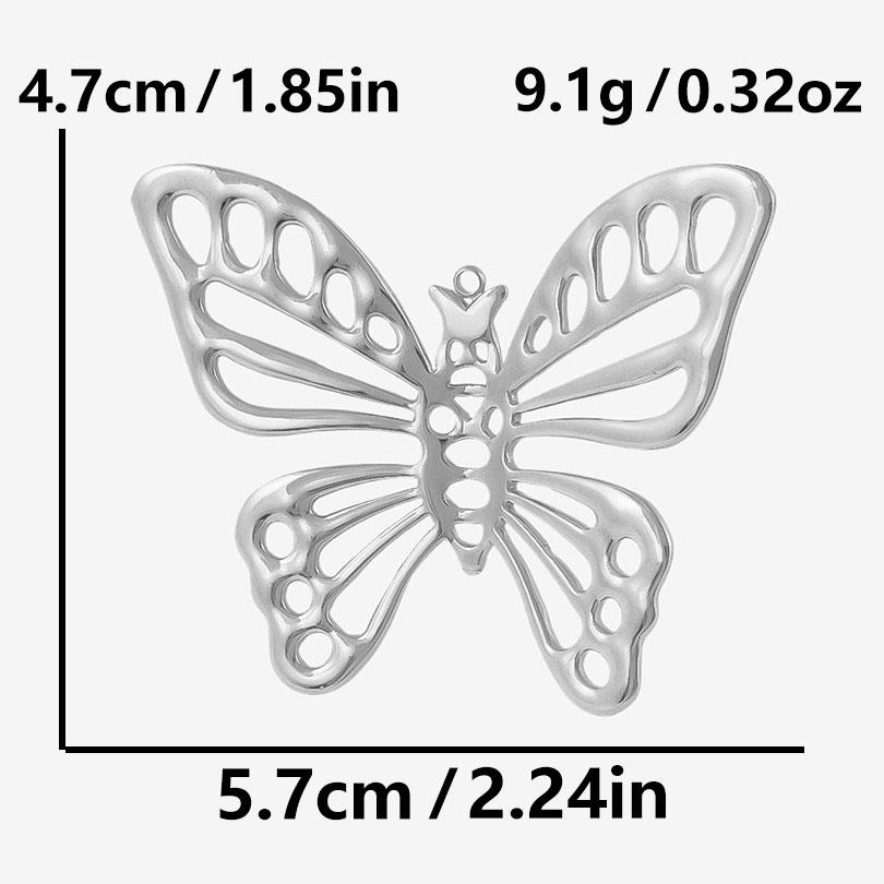 6pcs/Lot Silver/Gold Color Butterfly Animal Pendant Stainless Steel Charm For Jewelry Making Supplies Handmade Keychain Necklace
