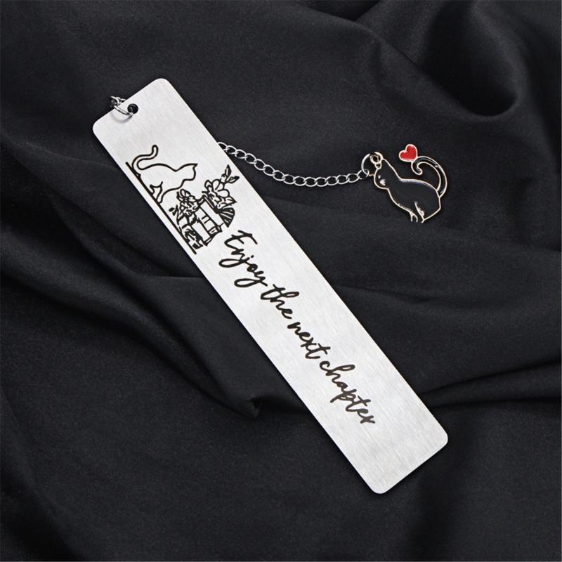 Stainless Steel Bookmarks Chain Bookmarks Cats Pendant Bookmarks Metal Book Mark Book Page Divider Gift for Book Lover