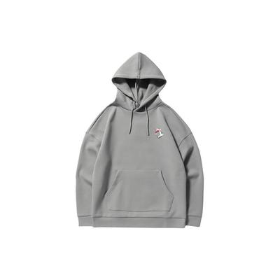 Li Ning X Og Slick Kollaboration Graffiti-Print Lockerer Pullover Hoodie Herren Hoodies Grau AWDNC95-1