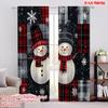 2pcs,2D Plane Printing Popular Curtains Buffalo Plaid Snowman Family (2) Polyester Fabric (without Rod) Festive Perfect for