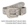 Vintage Beads Bordered Shiny Wide Belt Solid Color Punk Style Rhinestone Waistband Alloy Y2K Women PU Belt Party