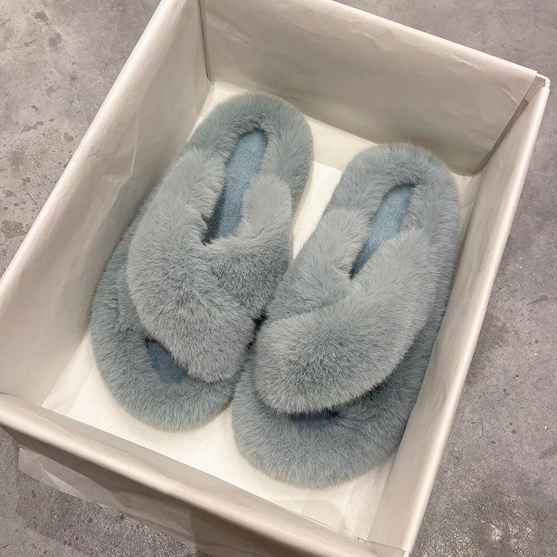 

Premium thick-soled fluffy slippers women spring and summer wear fashion Internet celebrity fluffy slippers heightening cotton slippers autu 42
