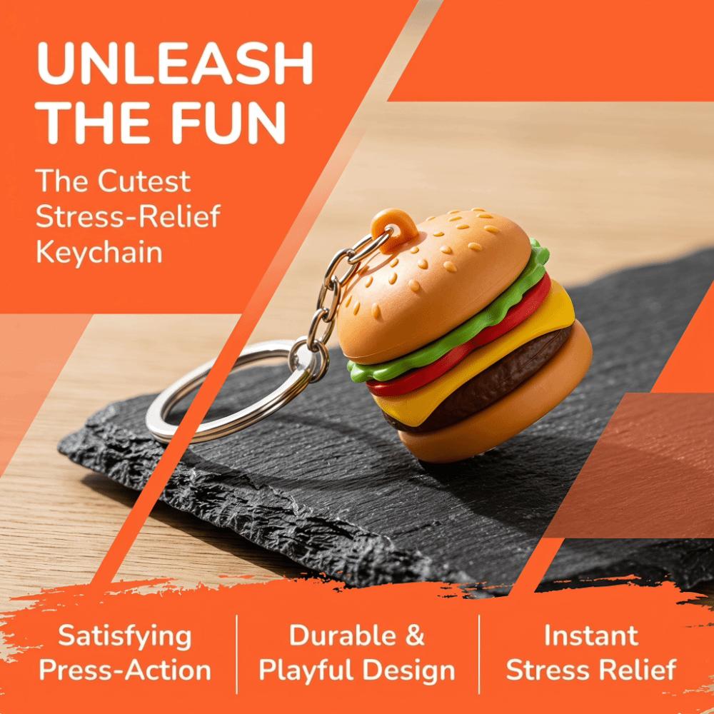 Plastic Simulation Food Keyring Cute Press Bag Pendant Funny Fidget Keychain  Children