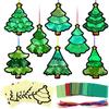32 Pcs DIY Xmas Tree Shaped Suncatchers Xmas Tree Suncatchers Crafts for Christmas Holiday Home Window Art Decor