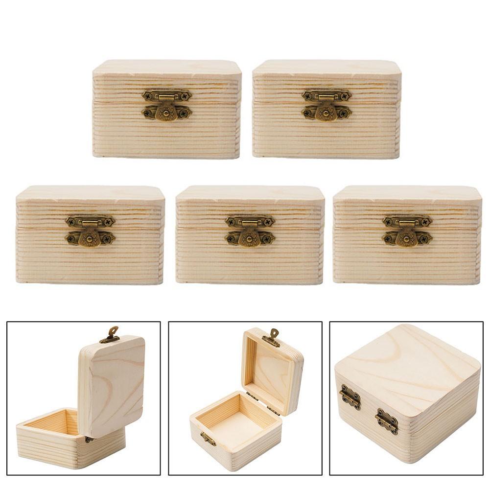 Functional Flip Top Wooden Boxes 5PCS Great for Storing Small Treasures