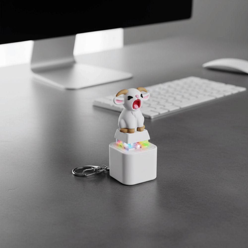 LED Glowing Screaming Goat Keychain Mechanical Click Fidget Button Toy Keyboard Lovers