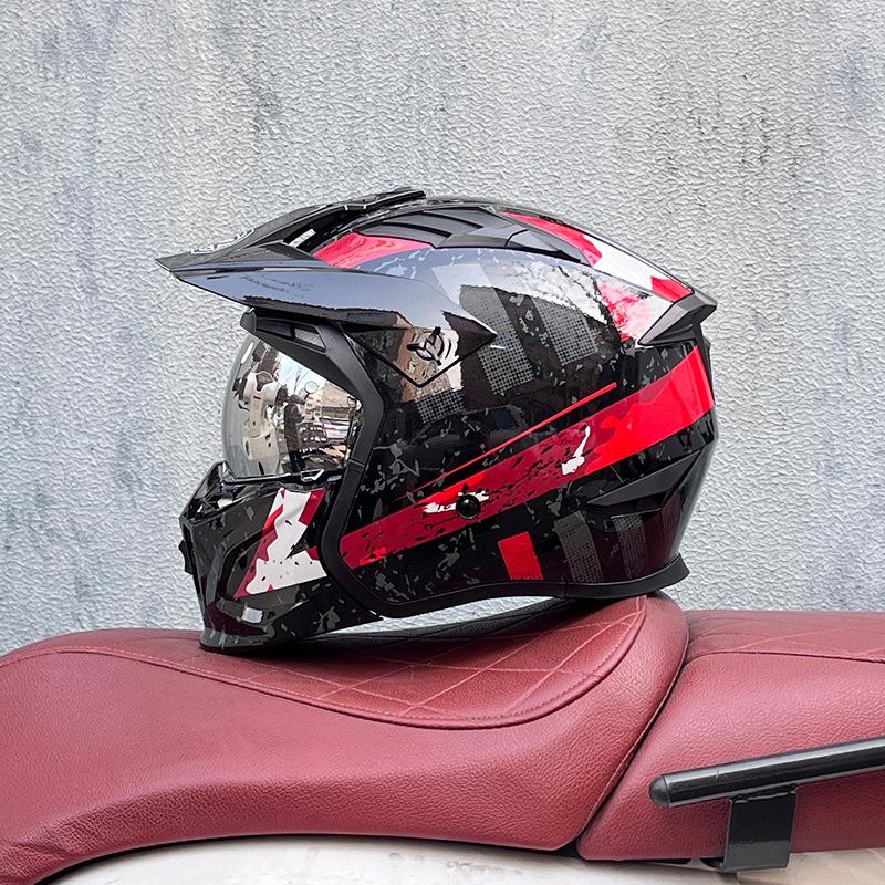 Street Fighter Motorcycle Helmet Men's and Women's Full Helmet Four Seasons Locomotive Retro Detachable Combination Helmet