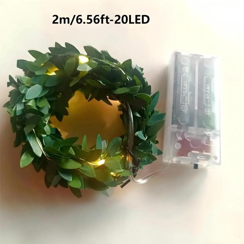 Christmas Decoration Artificial Garland LED String Lights Simulated Green Leaf Tree Vines Suitable for Holiday DIY Handmade Decoration Battery Powered