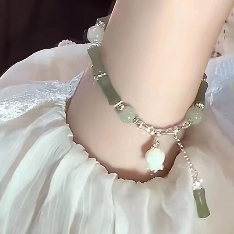 

Women s Bamboo & Lily of the Valley Beaded Bracelet - New Chinese Style