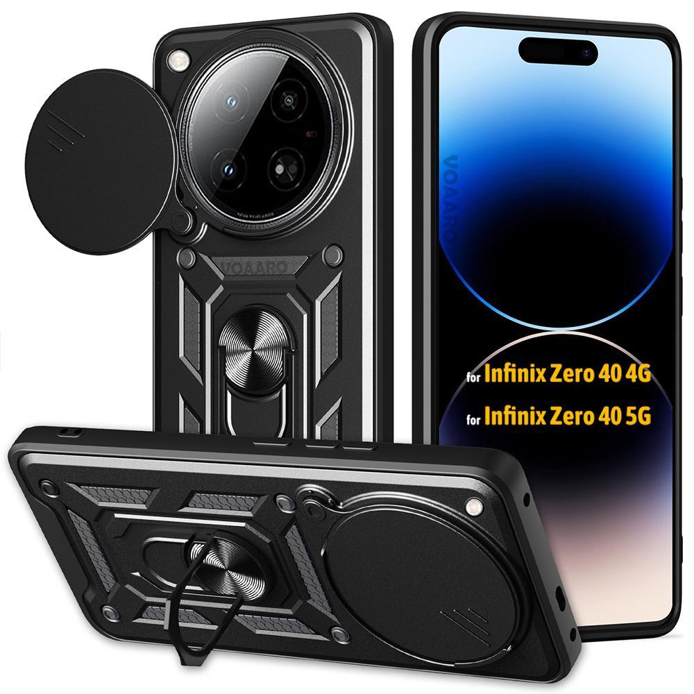 Slide Lens Armor Funda for Infinix Zero 40 5G Case Magnetic Rotate Ring Stand Holder Cover for Infinix Zero 40 4G Case Back Capa