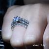 Fashion Luxury 3pcs Silver Color Shiny Zircon Ladies Ring Set Bride Wedding Engagement Jewelry Accessories Gift