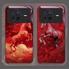 Stylish Chinese-Style Red Horse Print Tempered Glass Phone Case for OPPO Reno 13F 12 11 10 Pro Plus Find X8 X5 X3 PRO Lite Cover