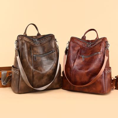 Weiches PU-Leder Damenrucksack Jugend Dame Schultasche Große Kapazität Reiserucksäcke Damen Umhängetaschen