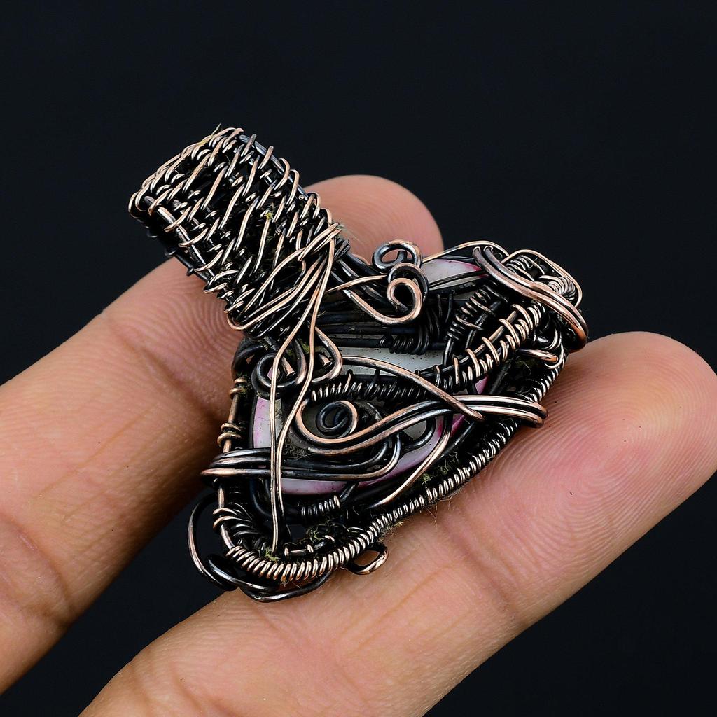 Evil Eye Pendant, 999 Copper Wire Wrapped Gemstone Jewelry, Handmade Pendant, For Mother Day