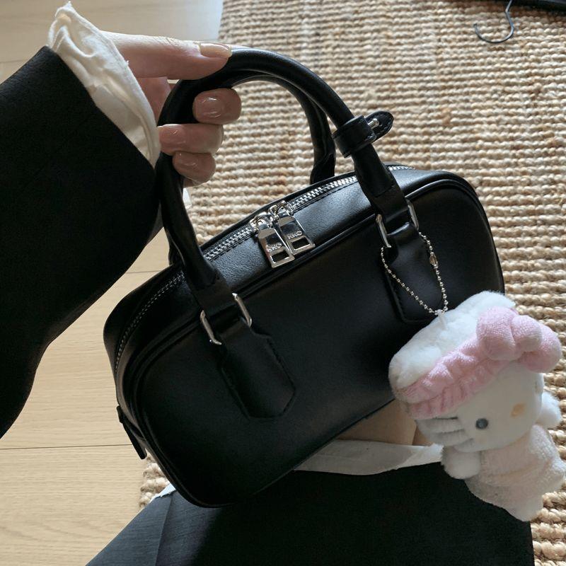 

NNO Рабочая одежда Женская сумка Бостон Повседневная Легче всего сочетать Южная Корея Нишевый стиль На плечо Кроссбоди Бостон Маленькая квадратная сумка 1813 Black