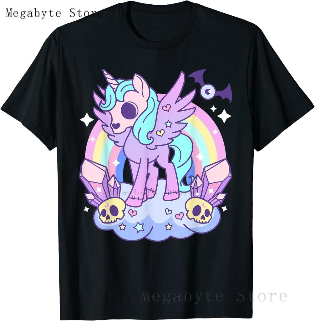 Totenkopf und Krähe Ziege Retro Ästhetik Pastell Goth Kunst T-Shirt Damen Kawaii Anime Kleidung Mann T-Shirts Oberteile Vintage Unisex T-Shirt
