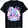 Totenkopf und Krähe Ziege Retro Ästhetik Pastell Goth Kunst T-Shirt Damen Kawaii Anime Kleidung Mann T-Shirts Oberteile Vintage Unisex T-Shirt