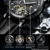 CHENXI Fashion Automatic Mechanical Watch Sun Moon Phase Tourbillon Waterproof Leather Strap Alloy Case Men's Watch