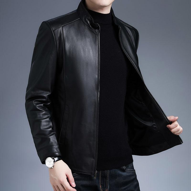 Leather Jacket Autumn New Stand-up Collar Sheepskin Jacket Men's Leather Top Coat
