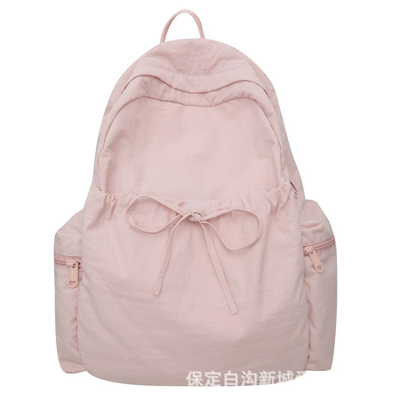 Schoolbag Backpack Female Student Versatile ins Solid Color School Bag Large Capacity Backpack Primary School Junior High School University Korean