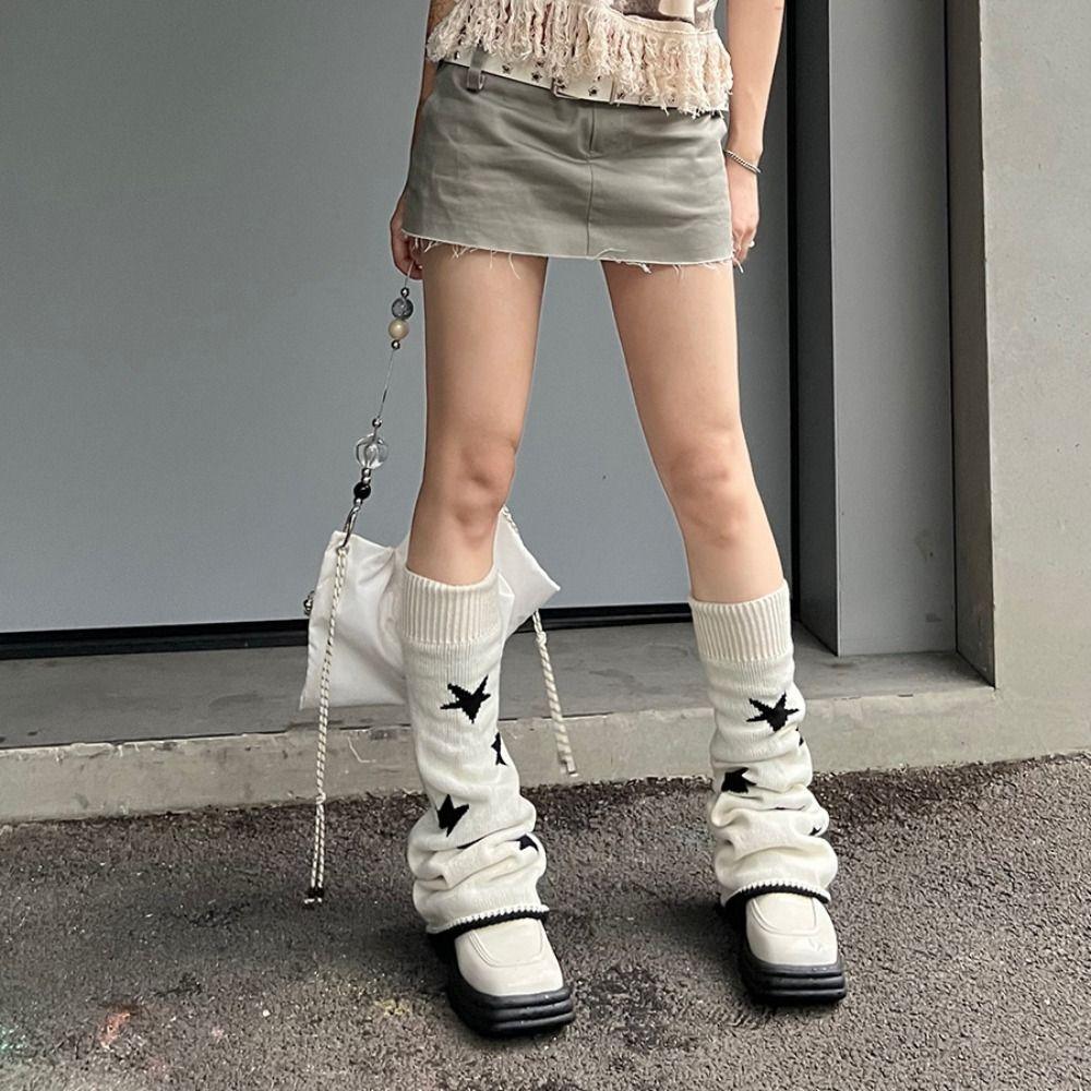 Double-sided Knit Leg Warmers Lolita Style Star Pattern Leg Covers Streetwear Looks