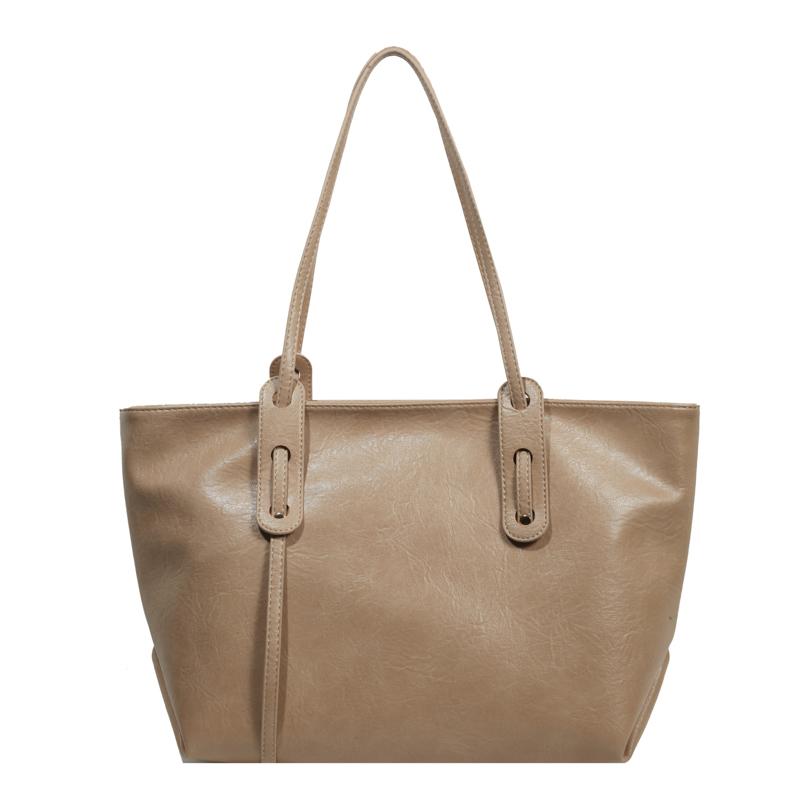 High capacity retro style lady's bag  soft leather  monochromatic  unique shoulder bag  PU  advanced feeling  light  luxury  new