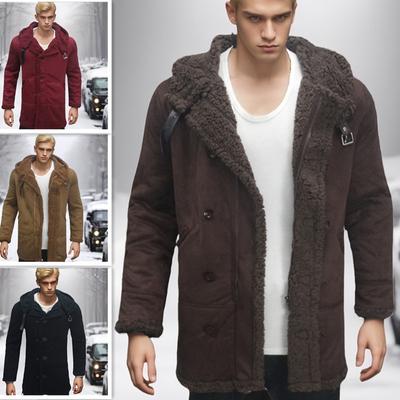 Inverno Nuovo Cappotto da Uomo in Camoscio Cappotto Spesso Integrato in Pelliccia Lana d'Agnello Resistenza al Freddo