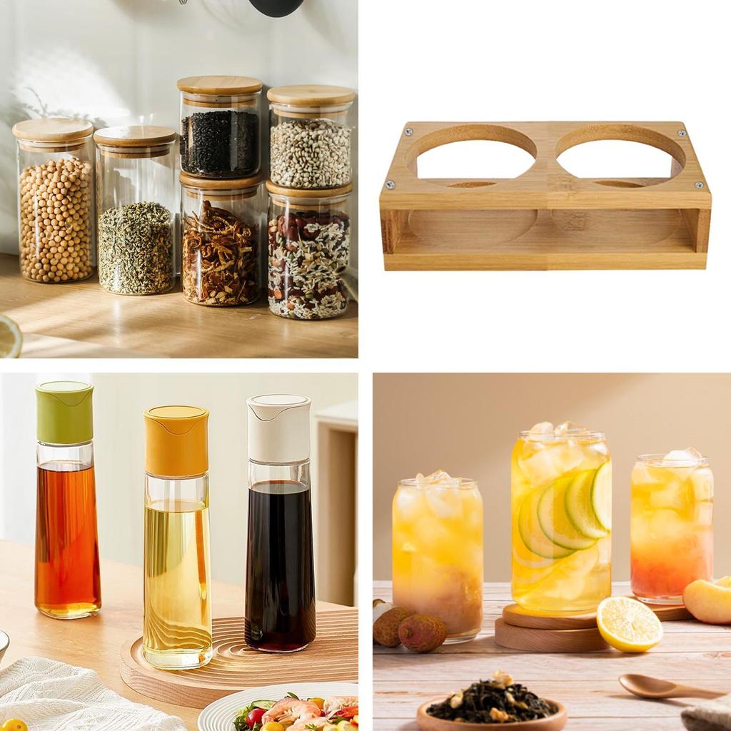 Wine Glass Holder Beer Wine Glass Cup Holder 2 Hole Serving Tray Seasoning Jars Display Organization and Storage for Kitchen