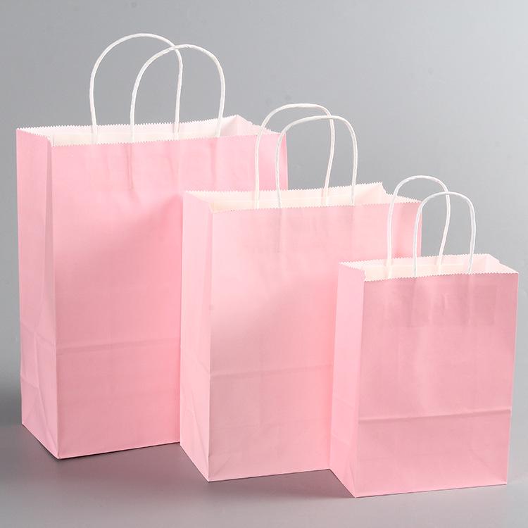Spot Multi-color Kraft Paper Bag with Handles for Advertising, Gift Packaging, and Shopping, with Custom Printed Logo