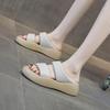 The Same Style, Round Head Thick Bottom Wide Edge Double Word with Thick Bottom Soft Elastic Stepping On Shit Feeling Leather Cool Slippers Female