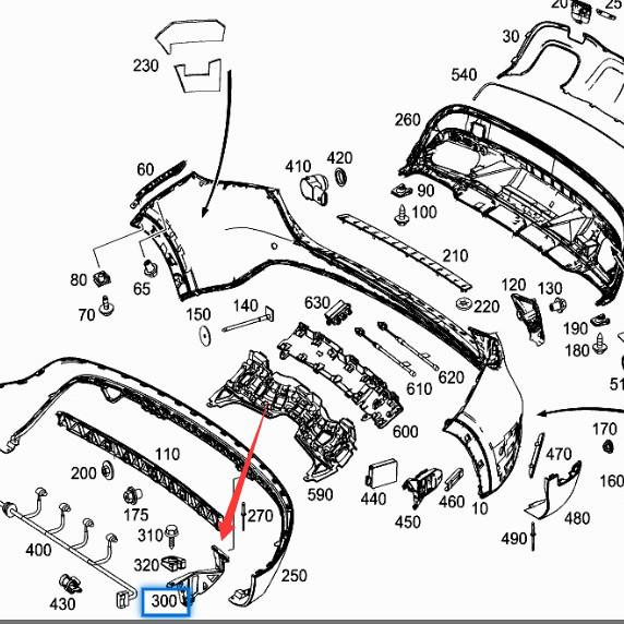 Mercedes-Benz W156 GLA200 Rear Bumper Inner Bracket Card