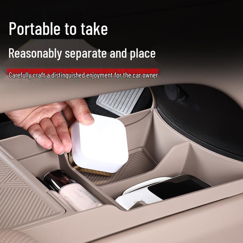 Ideal I6 Center Console Lower Storage Box, Original Car Color, Dedicated for Convenient Silicone Storage.